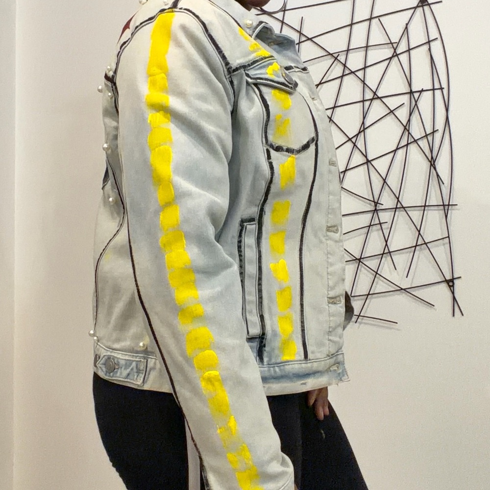 Custom Steelers Women's Embellished Denim Jacket - Picture 5 of 6